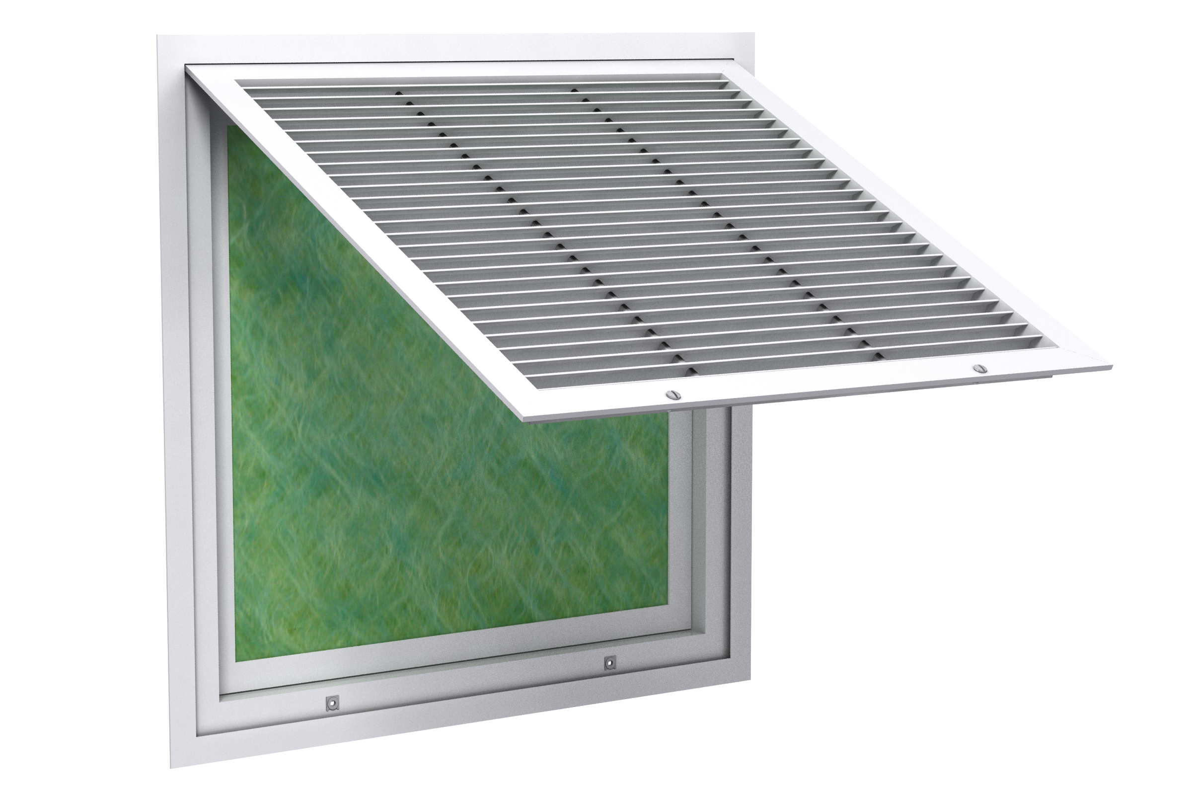 Price's louvered-face return grille with open filter frame