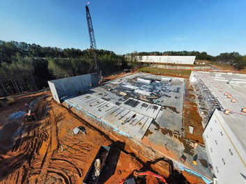 Wall panels being erected