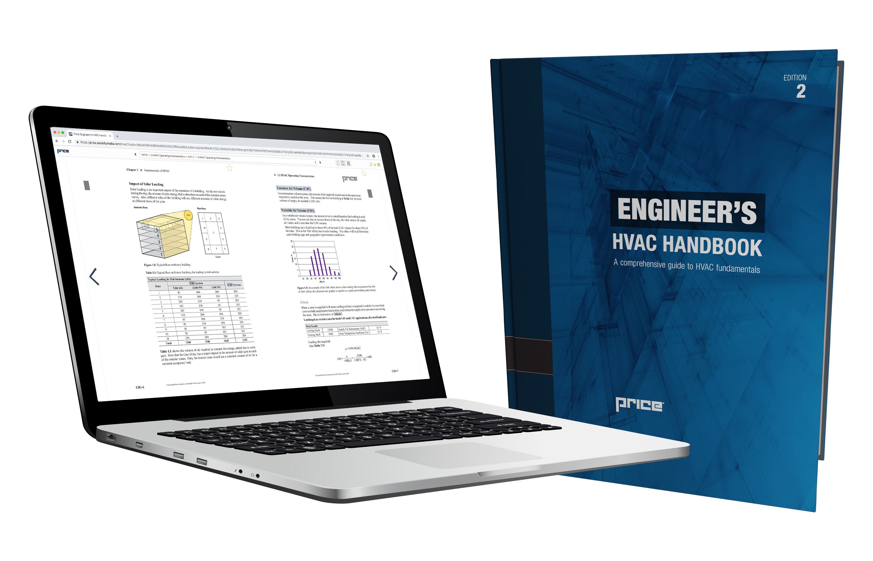 Laptop with digital version of Handbook beside physical version of Handbook