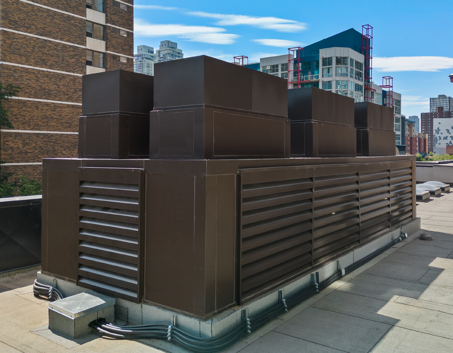 The customer enclosure on the roof of the building