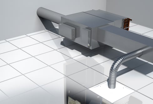 Fan-powered terminal unit in office space