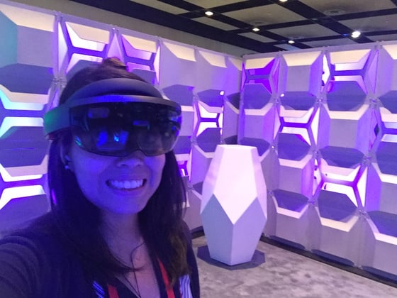 Gabriela wearing a VR headset