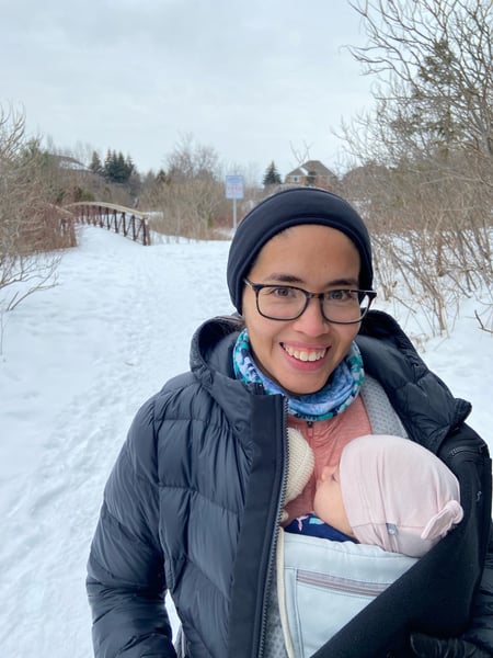 Gaby holding her newborn baby