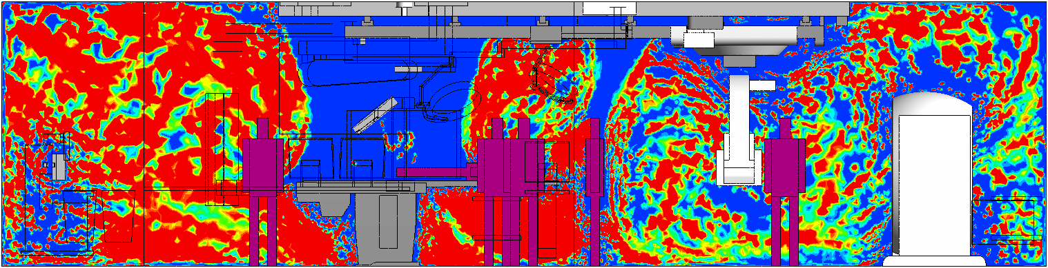 Particle concentration contour plot at a vertical plane for case 2