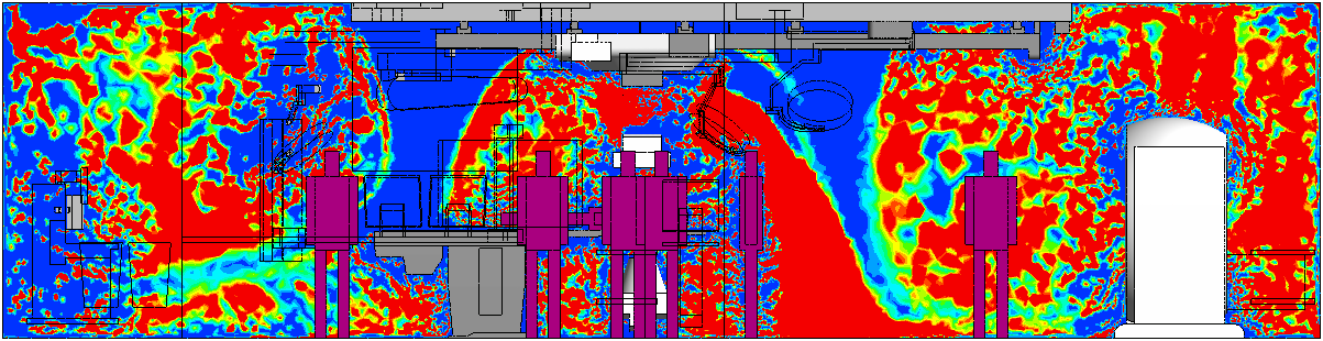 Particle concentration contour plot at a vertical plane for case 3