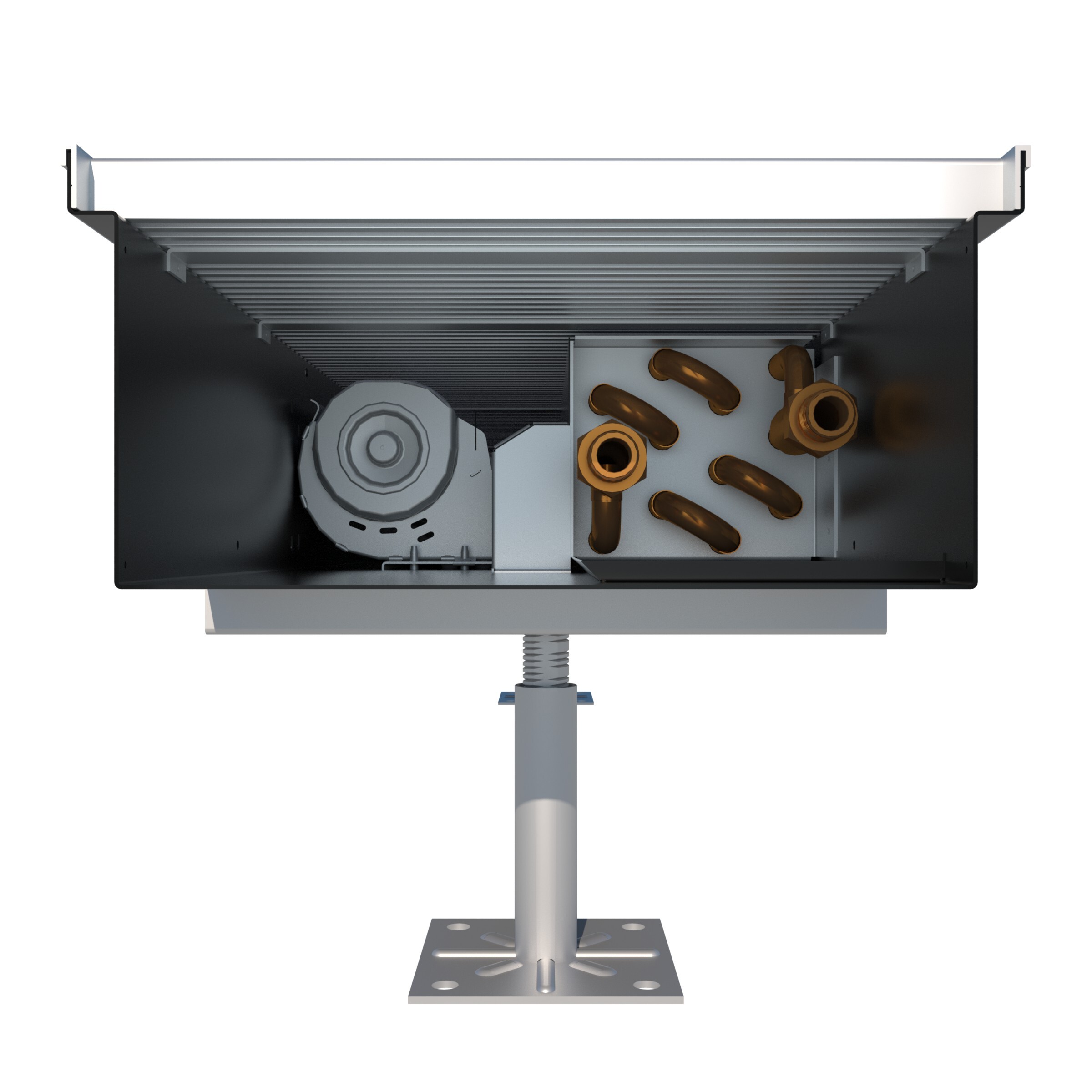 Cross-section of Linear Fan Terminal with pedestal support