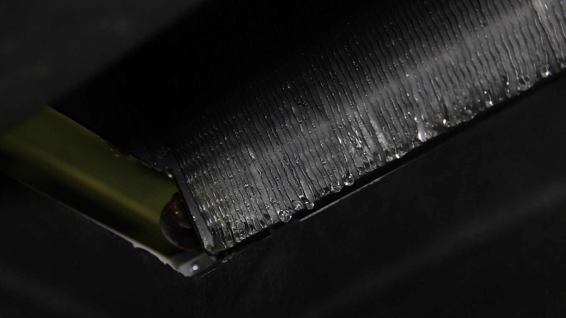 Condensation forming on water coil fins