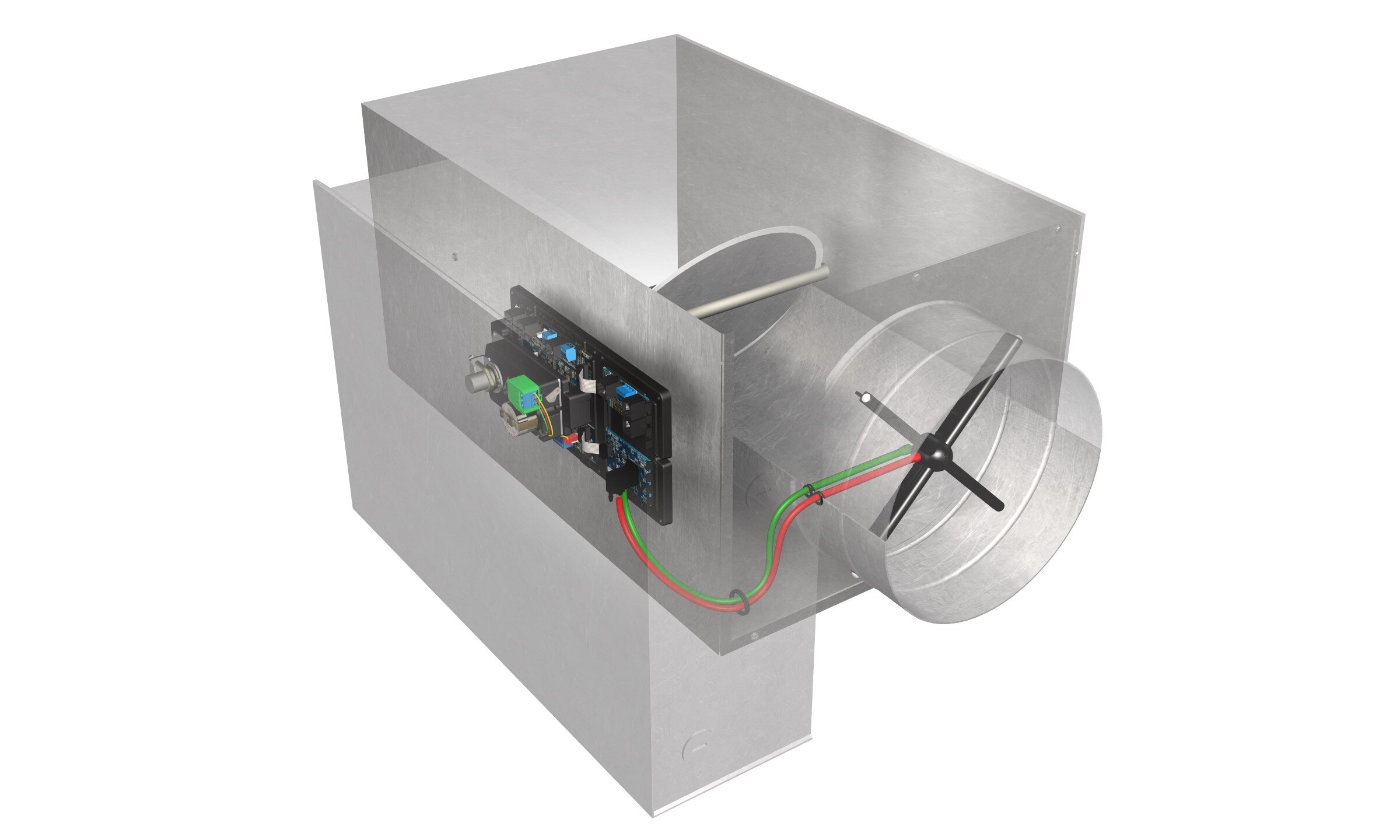 A single-duct terminal unit with the controller visible