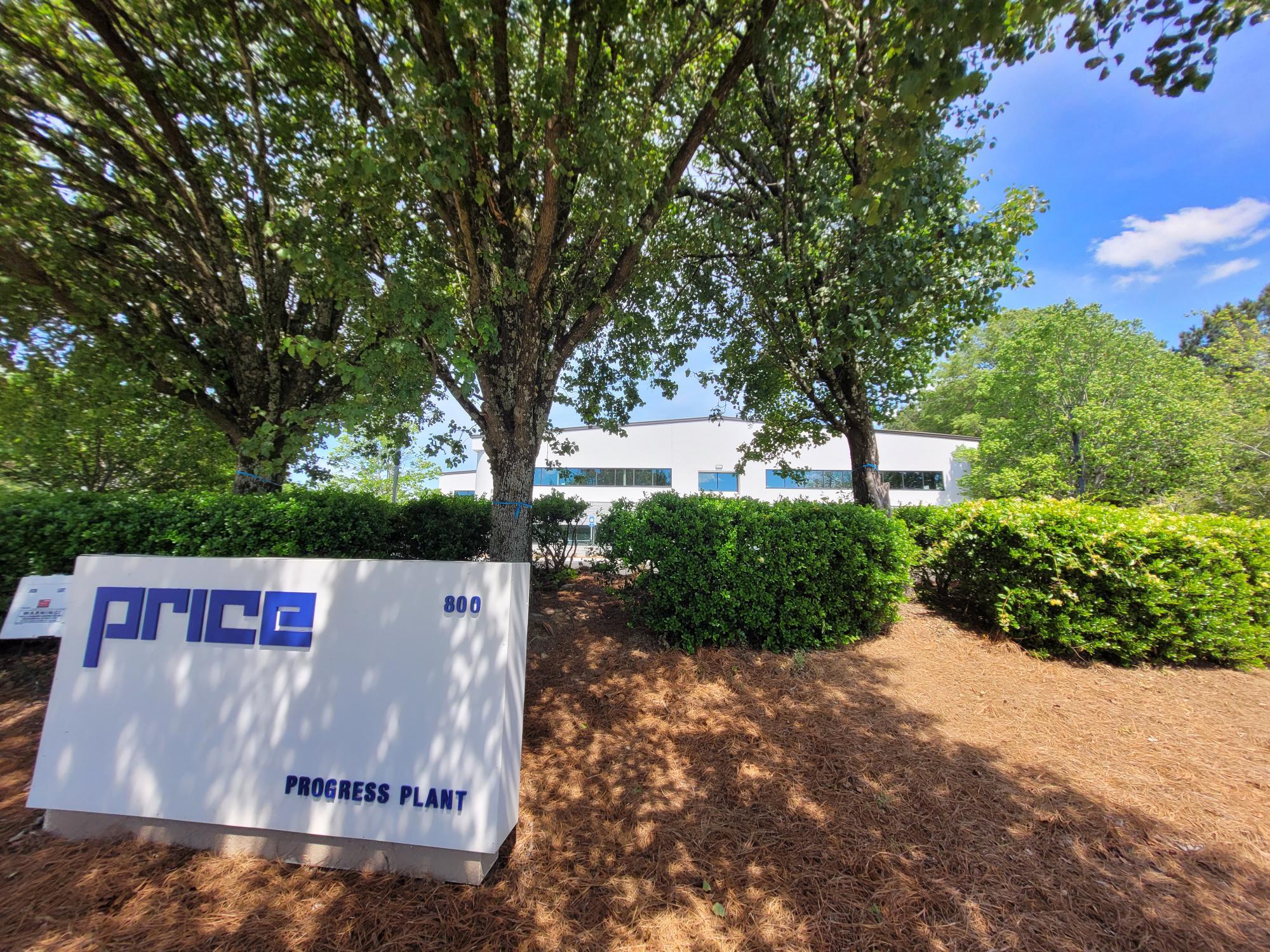 The sign outside of Price's Progress facility