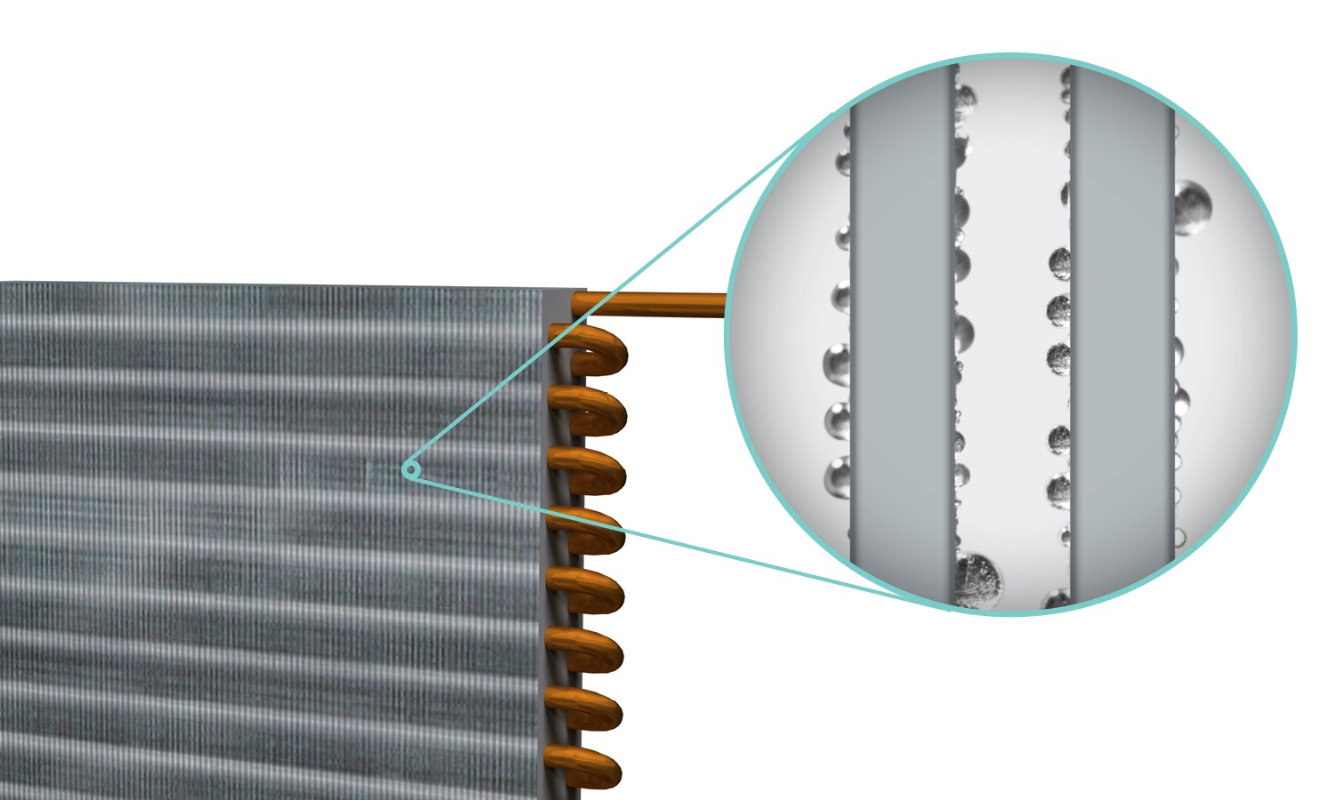 Cooling coil operating below dew point